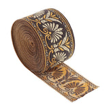 Maxbell 5.5 Continuous Yards - Jacquard Woven Floral Ribbon Trim - 1.4 Inch Wide - Coffee Colors