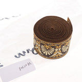 Maxbell 5.5 Continuous Yards - Jacquard Woven Floral Ribbon Trim - 1.4 Inch Wide - Coffee Colors