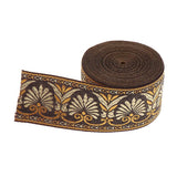 Maxbell 5.5 Continuous Yards - Jacquard Woven Floral Ribbon Trim - 1.4 Inch Wide - Coffee Colors