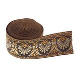 Maxbell 5.5 Continuous Yards - Jacquard Woven Floral Ribbon Trim - 1.4 Inch Wide - Coffee Colors
