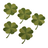 Maxbell Pack of 5 Embroidered Iron on Patches Badge Cloth Stickers Four Leaf Clover