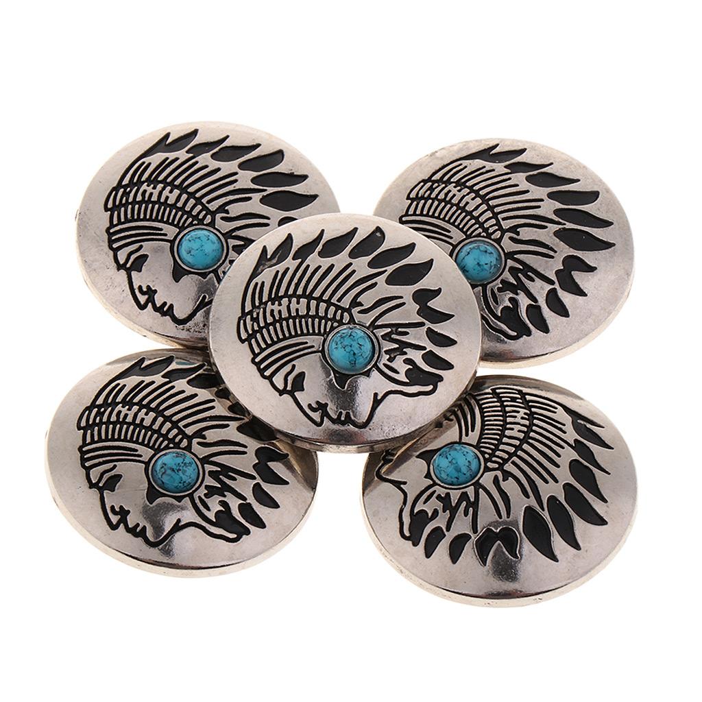 Max 30mm Fashion Metal Faux Turquoise Button Shank Button Handmade -5PCS Blue