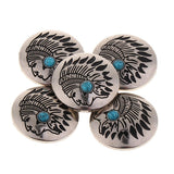 Max 30mm Fashion Metal Faux Turquoise Button Shank Button Handmade -5PCS Blue