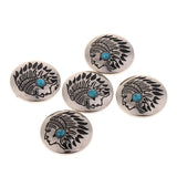 Max 30mm Fashion Metal Faux Turquoise Button Shank Button Handmade -5PCS Blue