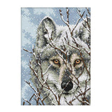Max Stamped Cross Stitch Kits Embroidery Package - Snow Wolf 14CT 21x30cm