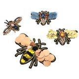 Max 4Pcs/set Bees Sequins Rhinestone Beaded Applique Patches Embellishments