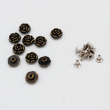 Maxbell 10 Sets Rose Shape Rapid Rivets Studs Punk Spikes Rivet DIY Leather Crafts