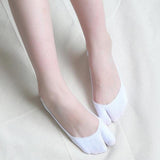 Maxbell Women No Show Socks Tabi Socks Non Slip Low Cut Cotton Boat Socks White