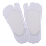 Maxbell Women No Show Socks Tabi Socks Non Slip Low Cut Cotton Boat Socks White