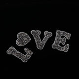 Max Maxb LOVE Heart Rhinestone Patch Appliques Iron on Bags Clothes Decorative Patch