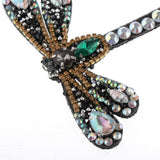 Max Maxb 2 Pieces Dragonfly Motif Rhinestones Patch Sew On DIY Clothing Decoration
