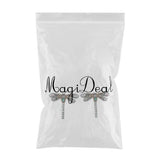 Max Maxb 2 Pieces Dragonfly Motif Rhinestones Patch Sew On DIY Clothing Decoration