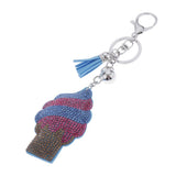 Max Cute Ice Cream Shaped Pendant Diamante Key Ring Purse Bag Charms Decor