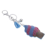 Max Cute Ice Cream Shaped Pendant Diamante Key Ring Purse Bag Charms Decor