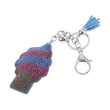 Max Cute Ice Cream Shaped Pendant Diamante Key Ring Purse Bag Charms Decor