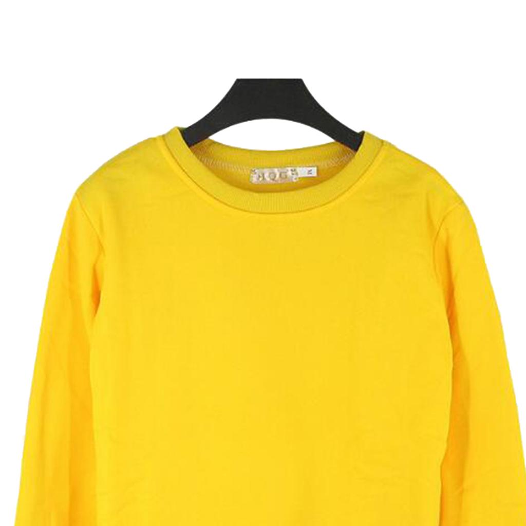 Unisex Crewneck Fleece Sweatshirt Plain Pullover Crew Neck Jumper Yellow 2XL