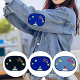 Max Maxb 6pcs Oval Cloth Fabric Patches Applique for Sewing Crafts Blue