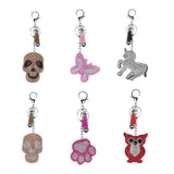 Max Rhinestone Crystal Charm Key Chain Set Lobster Clasp Split KeyRing Skull 1