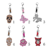 Max Rhinestone Crystal Charm Key Chain Set Lobster Clasp Split KeyRing Skull 1