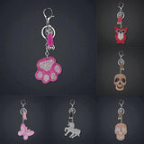 Max Rhinestone Crystal Charm Key Chain Set Lobster Clasp Split KeyRing Skull 1