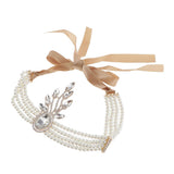 1920s Womens Flapper Headband Pearl Shiny Wedding Hairband for Cosplay