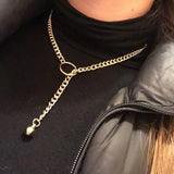Max Simple Chain Necklace Wheat Chain Pendant Necklace with Loop Clasp Gold