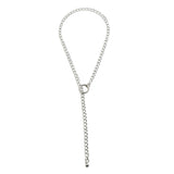 Max Simple Chain Necklace Wheat Chain Pendant Necklace with Loop Clasp Silver