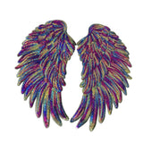 Maxbell 3D Feather Wings Sequin Patches for Clothes Hats Bags Embellishment Colorful