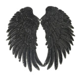 Maxbell 3D Feather Wings Sequin Patches for Clothes Hats Bags Embellishment Black