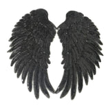 Maxbell 3D Feather Wings Sequin Patches for Clothes Hats Bags Embellishment Black