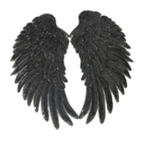 Maxbell 3D Feather Wings Sequin Patches for Clothes Hats Bags Embellishment Black