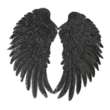 Maxbell 3D Feather Wings Sequin Patches for Clothes Hats Bags Embellishment Black