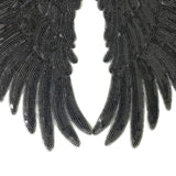 Maxbell 3D Feather Wings Sequin Patches for Clothes Hats Bags Embellishment Black