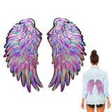 Maxbell 2Pack Colorful Sequins Patch DIY Angel Wings Clothes Sew-on Applique Sticker