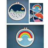 Maxbell 1 Set Rainbow Punch Needle Kits with Punch Embroidery Pen DIY Crafts