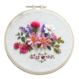 Maxbell DIY Needlework Kits with Embroidery Hoop Cross Stitch Craft Flower Pattern