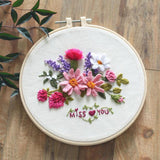 Maxbell DIY Needlework Kits with Embroidery Hoop Cross Stitch Craft Flower Pattern