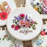 Maxbell DIY Needlework Kits with Embroidery Hoop Cross Stitch Craft Flower Pattern