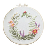 Maxbell DIY Needlework Kits with Embroidery Hoop Cross Stitch Craft, Flower Pattern