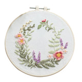 Maxbell DIY Needlework Kits with Embroidery Hoop Cross Stitch Craft, Flower Pattern