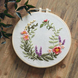 Maxbell DIY Needlework Kits with Embroidery Hoop Cross Stitch Craft, Flower Pattern