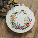 Maxbell DIY Needlework Kits with Embroidery Hoop Cross Stitch Craft, Flower Pattern