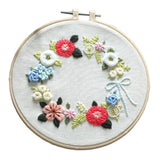 Maxbell DIY Needlework Kits with Embroidery Hoop Cross Stitch Craft - Floral Pattern