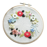 Maxbell DIY Needlework Kits with Embroidery Hoop Cross Stitch Craft - Floral Pattern