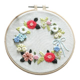 Maxbell DIY Needlework Kits with Embroidery Hoop Cross Stitch Craft - Floral Pattern