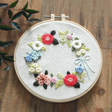 Maxbell DIY Needlework Kits with Embroidery Hoop Cross Stitch Craft - Floral Pattern