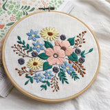 Maxbell 1Set Flower Pattern Embroidery Starter Kit Cross Stitch Kits Hoop 26 x 26cm