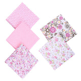 Maxbell 5Pcs DIY Mixed Pattern Cotton Fabric Sewing Quilting Patchwork Crafts  Pink