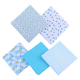 Maxbell 5Pcs DIY Mixed Pattern Cotton Fabric Sewing Quilting Patchwork Crafts  Light Blue