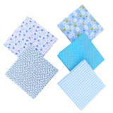 Maxbell 5Pcs DIY Mixed Pattern Cotton Fabric Sewing Quilting Patchwork Crafts  Light Blue